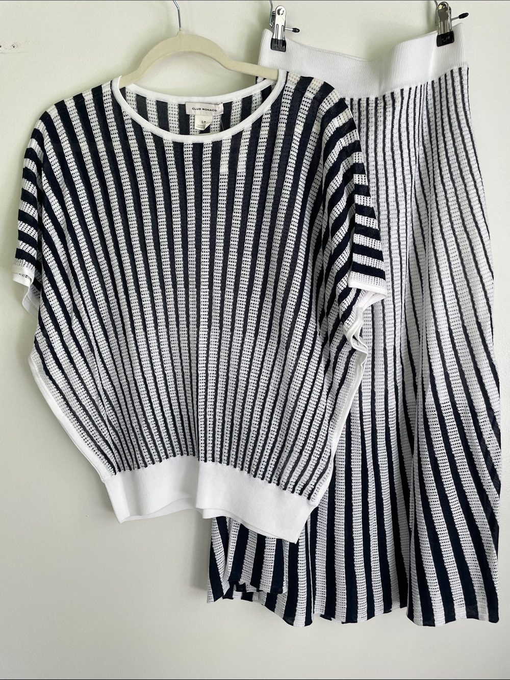 Club Monaco Navy and White Striped skirt/top set
